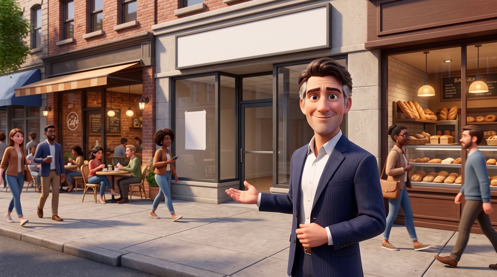Paco frente a un local en arriendo