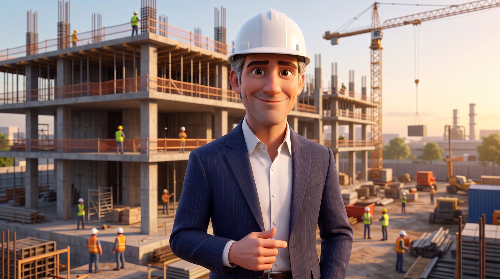 Paco en una obra con casco
